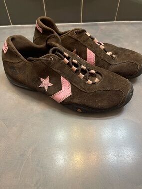Converse retro throwback brown suede leather pink accent Womens 7.5, Mens 6 lace